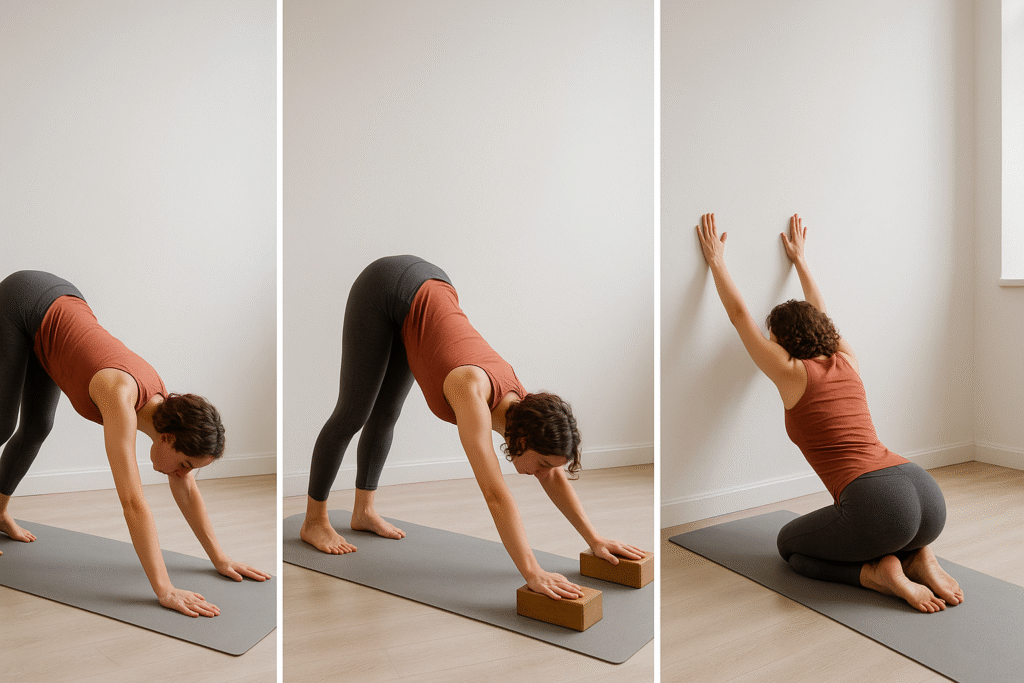 Chien tête en bas — 3 variations (débutant, blocs, chiot au mur)