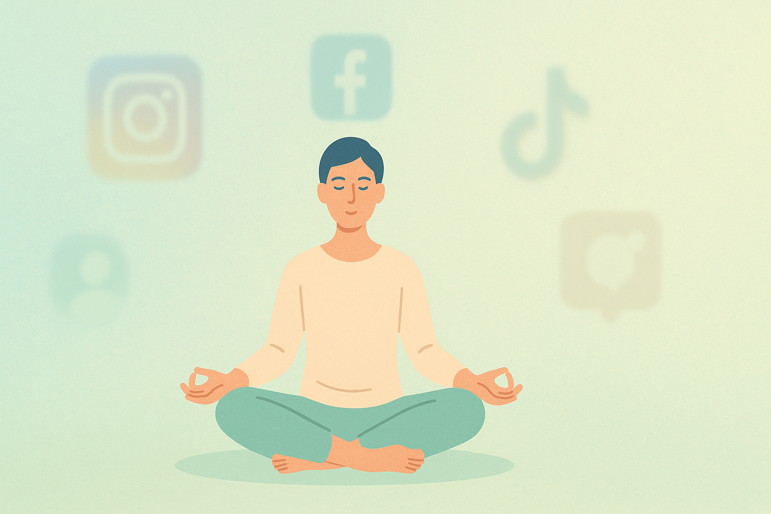 Illustration d'une personne faisant une détox des réseaux sociaux