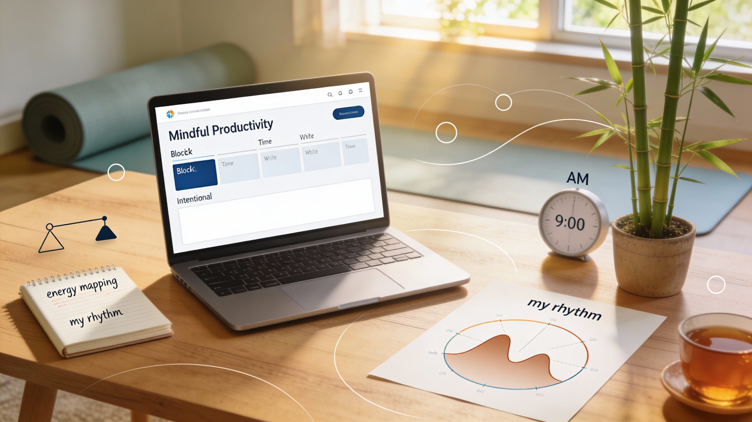 Bureau entrepreneur business model respectueux énergie cycles naturels cartographie rythme travail aligné bien-être