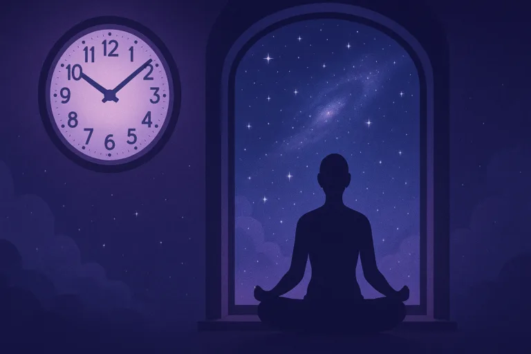 Illustration d’une horloge affichant 23h23 avec une ambiance nocturne spirituelle, représentant le message de cette heure miroir en amour et en numérologie​