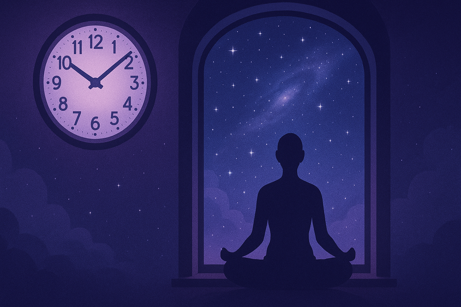 Illustration d’une horloge affichant 23h23 avec une ambiance nocturne spirituelle, représentant le message de cette heure miroir en amour et en numérologie​