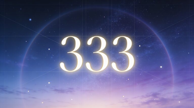 Illustration du nombre 333 en lumière douce pour un article sur sa signification en numérologie